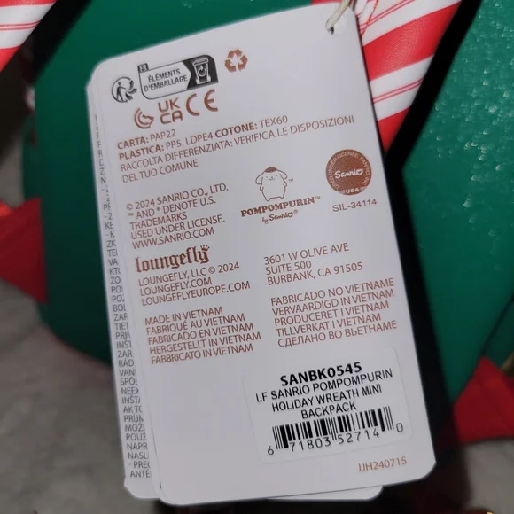 NWT Loungefly Sanrio Exclusive Pompompurin Santa Hat Light Up Backpack - Picture 8 of 11